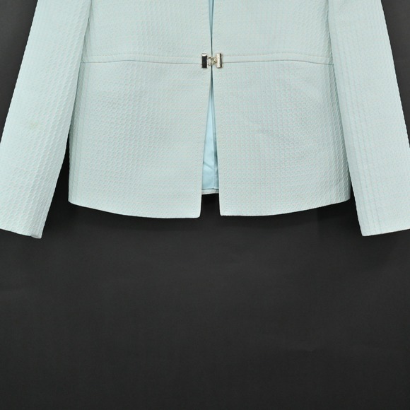 Monica Ricci Womens Textured Blazer Size 4 Light Green Peplum Hem Italy Chic‎ - Picture 12 of 15